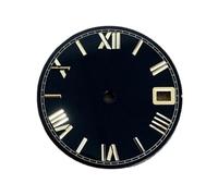 PVUVTNAHW 28.5mm Enameled Watch Dial Roman Scale Watch Faces Men's Watch Replacement Parts Compatible for NH35/NH36/4R/7S Movement(Gold Studs Black)