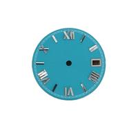 PVUVTNAHW 28.5mm Enameled Watch Dial Roman Scale Watch Faces Men's Watch Replacement Parts Compatible for NH35/NH36/4R/7S Movement(Silver Studs Blue)