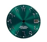 PVUVTNAHW 28.5mm Watch Dial Arabic Letter Numerals Dial No Luminous Compatible for NH35 NH36 Movement Watch Faces Arabic Dial Parts(Green Dial)