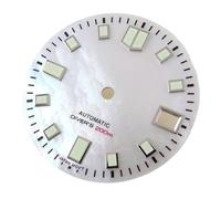 PVUVTNAHW 29mm Black White Mother of Pearl Watch Dial Face Date Window Green Luminous Compatible for NH35 NH35A NH36 Automatic Movement(White)