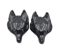PVUVTNAHW 2pcs Natural Stone Amethyst Lapis Lazuli Carved Wolf Head Shape Pendants For Necklace Jewelry Making(Obsidian)