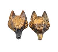 PVUVTNAHW 2pcs Natural Stone Amethyst Lapis Lazuli Carved Wolf Head Shape Pendants For Necklace Jewelry Making(Tiger eye stone)