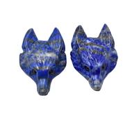 PVUVTNAHW 2pcs Natural Stone Amethyst Lapis Lazuli Carved Wolf Head Shape Pendants For Necklace Jewelry Making(Lapis Lazuli)