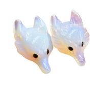 PVUVTNAHW 2pcs Natural Stone Amethyst Lapis Lazuli Carved Wolf Head Shape Pendants For Necklace Jewelry Making(Opal stone)