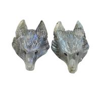 PVUVTNAHW 2pcs Natural Stone Amethyst Lapis Lazuli Carved Wolf Head Shape Pendants For Necklace Jewelry Making(Labrador stone)
