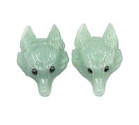PVUVTNAHW 2pcs Natural Stone Amethyst Lapis Lazuli Carved Wolf Head Shape Pendants For Necklace Jewelry Making(Green aventurine)