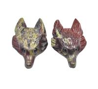PVUVTNAHW 2pcs Natural Stone Amethyst Lapis Lazuli Carved Wolf Head Shape Pendants For Necklace Jewelry Making(Dragon blood stone)