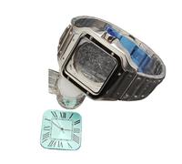PVUVTNAHW 38mm Square Watch Case with Dial Hands 316L Steel Watch Accessories Sliver/Gold Modification Parts Compatible for NH35 NH36 4R36 Movements(2-Sliver Light Green)