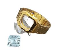 PVUVTNAHW 38mm Square Watch Case with Dial Hands 316L Steel Watch Accessories Sliver/Gold Modification Parts Compatible for NH35 NH36 4R36 Movements(2-Gold Light Blue)