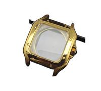 PVUVTNAHW 38mm Square Watch Case with Dial Hands 316L Steel Watch Accessories Sliver/Gold Modification Parts Compatible for NH35 NH36 4R36 Movements(Gold case)