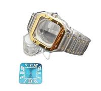 PVUVTNAHW 38mm Square Watch Case with Dial Hands 316L Steel Watch Accessories Sliver/Gold Modification Parts Compatible for NH35 NH36 4R36 Movements(1-Sliver-Gold Blue)
