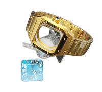 PVUVTNAHW 38mm Square Watch Case with Dial Hands 316L Steel Watch Accessories Sliver/Gold Modification Parts Compatible for NH35 NH36 4R36 Movements(2-Gold Dark Blue)