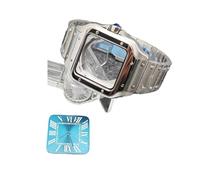 PVUVTNAHW 38mm Square Watch Case with Dial Hands 316L Steel Watch Accessories Sliver/Gold Modification Parts Compatible for NH35 NH36 4R36 Movements(1-Sliver Dark Blue)
