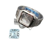 PVUVTNAHW 38mm Square Watch Case with Dial Hands 316L Steel Watch Accessories Sliver/Gold Modification Parts Compatible for NH35 NH36 4R36 Movements(2-Sliver Light Blue)