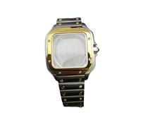 PVUVTNAHW 38mm Square Watch Case with Dial Hands 316L Steel Watch Accessories Sliver/Gold Modification Parts Compatible for NH35 NH36 4R36 Movements(Sliver Gold case Set)