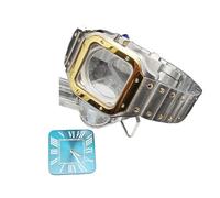PVUVTNAHW 38mm Square Watch Case with Dial Hands 316L Steel Watch Accessories Sliver/Gold Modification Parts Compatible for NH35 NH36 4R36 Movements(2-Sliver-Gold Blue)