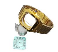 PVUVTNAHW 38mm Square Watch Case with Dial Hands 316L Steel Watch Accessories Sliver/Gold Modification Parts Compatible for NH35 NH36 4R36 Movements(2-Gold Light Green)