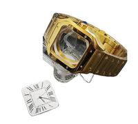 PVUVTNAHW 38mm Square Watch Case with Dial Hands 316L Steel Watch Accessories Sliver/Gold Modification Parts Compatible for NH35 NH36 4R36 Movements(2-Gold White)