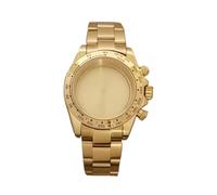 PVUVTNAHW 39mm PVD Gold Stainless Steel Watch Case + Strap New Watch Accessories with Sapphire Glass Case Compatible for VK63 Quartz Movement(Case with Strap)