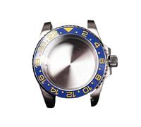 PVUVTNAHW 40mm GMT Steel Watch Case Compatible for Nh35a Nh36 Compatible for 8215 8200 Movement Mirror Refit Ceramic Insert Bezel Modification(Blue Gold,for 8215)