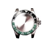 PVUVTNAHW 40mm GMT Steel Watch Case Compatible for Nh35a Nh36 Compatible for 8215 8200 Movement Mirror Refit Ceramic Insert Bezel Modification(Black Green,for NH35-NH36)