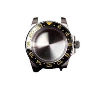 PVUVTNAHW 40mm GMT Steel Watch Case Compatible for Nh35a Nh36 Compatible for 8215 8200 Movement Mirror Refit Ceramic Insert Bezel Modification(Black Gold,for 8215)