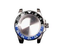 PVUVTNAHW 40mm GMT Steel Watch Case Compatible for Nh35a Nh36 Compatible for 8215 8200 Movement Mirror Refit Ceramic Insert Bezel Modification(Black Blue,for 8215)