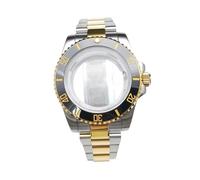 PVUVTNAHW 40mm Watch Case with Gold Strap Set Compatible for 8215/ GD2813/ GD3804/ NH35/NH36 Movement Men's Watch Accessories Replacement Parts(for NH35 Black Gold)