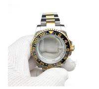 PVUVTNAHW 40mm Watch Case with Gold Strap Set Compatible for 8215/ GD2813/ GD3804/ NH35/NH36 Movement Men's Watch Accessories Replacement Parts(for 8215 GMT Gold)