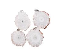 PVUVTNAHW 4pcs Natural Agate Slice Sunflower Irregular Healing Crystal Pendant Jewelry Making Accessories