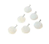PVUVTNAHW 5pcs Natural Amethyst Rose Carving 28mm Pendant Jewelry Making Healing Crystal Energy Chakra Balancing Reiki Charm(Opal)