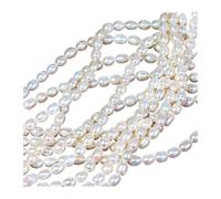 PVUVTNAHW 6mm 3A Natural Freshwater White Pearl Rice Fine Loose Bead for Jewelry DIY Accessories