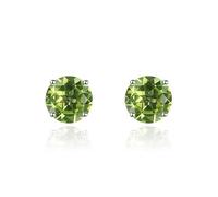 PVUVTNAHW 6mm Round Garnet 925 Silver Stud Earrings Genuine Red Gemstone Solid 925 Sterling Silver Fine Elegant Simple Jewelry Gift(Peridot)