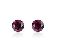 PVUVTNAHW 6mm Round Garnet 925 Silver Stud Earrings Genuine Red Gemstone Solid 925 Sterling Silver Fine Elegant Simple Jewelry Gift(Rhodolite Garnet)