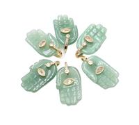 PVUVTNAHW 6pcs Carved Natural Stone Amethysts Rose Quartz Palm Shape Charms Pendants Fit Jewelry Making(Green aventurine)