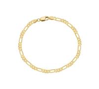 PVUVTNAHW 925 Sterling Silver 3.3mm Diamond-Cut Figaro Chain Bracelet for Women Vintage Style Bracelet Jewelry(14K Gold_20cm)