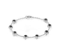 PVUVTNAHW 925 Sterling Silver 4mm 0.3CT D Color Full Moissanite Tennis Bracelets for Women Party Hand Chain(Black moissanite_17cm)