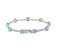 PVUVTNAHW 925 Sterling Silver Blue Cubic Zirconia Charm Bracelets Luxury Blue AAAA Zircon Bracelet Engagement Party(7.5inches)