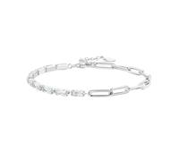 PVUVTNAHW 925 Sterling Silver Chain Zircon Bracelet with Square Shining CZ for Women Jewelry Adjustable