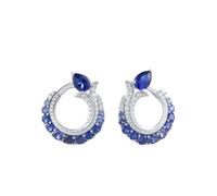 PVUVTNAHW 925 Sterling Silver Drop Earrings Sparkling White CZ Blue Spinel Earrings For Women
