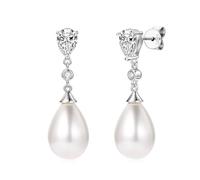 PVUVTNAHW 925 Sterling Silver Earrings 13mm White Shell Pearl Drop Stud Earrings Engagement Jewelry For Women(White)