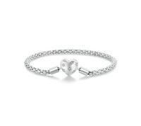 PVUVTNAHW 925 Sterling Silver Heart Basic Bracelet Oxidized Silver for Women Birthday Party Daily Fine Jewlery(FNB135_17cm)