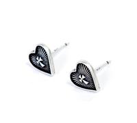 PVUVTNAHW 925 Sterling Silver Occult Dark Gothic Sacred Heart Cross Stud Earring Jewelry For Man Women