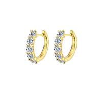 PVUVTNAHW 925 Sterling Silver Real 2ct Moissanite Hoop Earrings For Women Sparkling Wedding Party Gift(Gold)