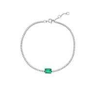 PVUVTNAHW 925 Sterling Silver Tennis Bracelet Adjustable 5 * 7MM Emerald Cubic Zirconia Fashion Bracelet for Women(Emerald)