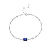 PVUVTNAHW 925 Sterling Silver Tennis Bracelet Adjustable 5 * 7MM Emerald Cubic Zirconia Fashion Bracelet for Women(Sapphire)