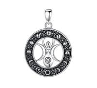 PVUVTNAHW 925 Sterling Silver Triple Moon Goddess Necklace Vintage Lunar Cycle Phase Pendant Witch Jewelry For Women Man(Only pendant)