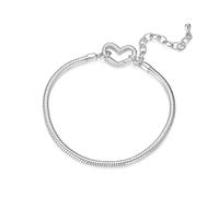 PVUVTNAHW Adjustable 925 Sterling Silver Heart Bracelet Base Snake Chain for Women Fit Beads Charms DIY