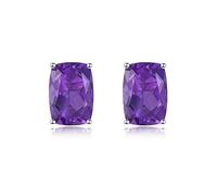 PVUVTNAHW Amethyst 925 Silver Stud Earrings Purple Gems Solid 925 Sterling Silver Vintage Fine Elegant Jewelry For Women(Amethyst)