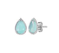 PVUVTNAHW Blue Green Chalcedony Gemstone Stud Earrings For Women 925 Sterling Silver Water Droplet Luxury Jewelry